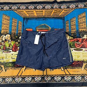 Parke and Ronen blue swim shorts Size 34 waist 4 inch inseam NWT beach trunks